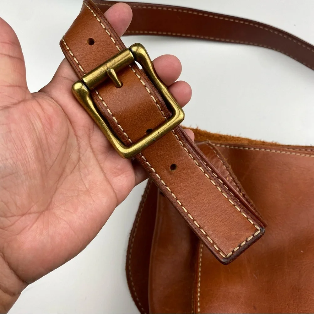 Fossil Bag Austin Large Flap Crossbody Shoulder Brown All Leather Messenger Bag